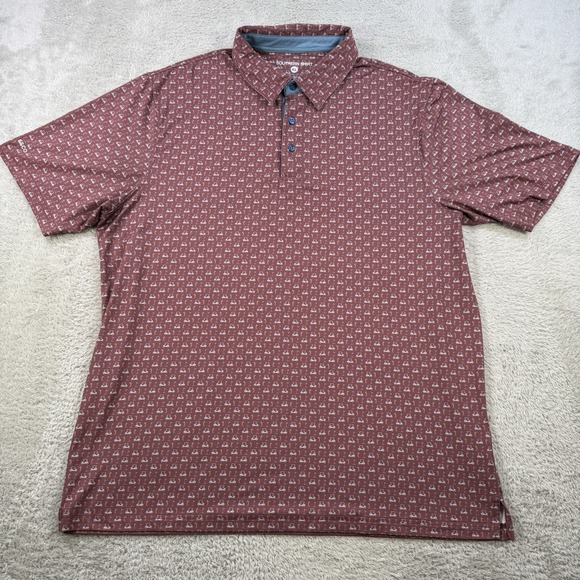 Southern Shirt Co Polo Mens Red Performance Stretch Golf Cart All Over AOP Shirt - Picture 2 of 8